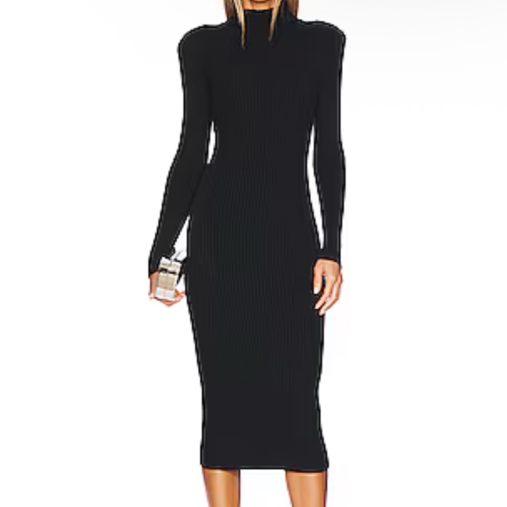 ASTR The Label Abilene Ribbed Midi Dress in Black